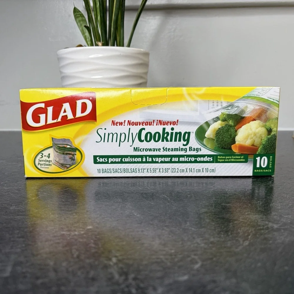 NEW Box of 10 Glad Simply Cooking Microwave Cooking Steaming‎ Bags Discontinued